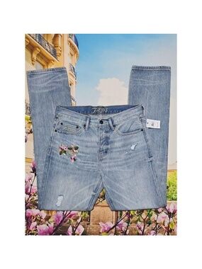 PRPS Demon Slim Distressed Jeans Floral Embroidery Button Fly Size 30 New